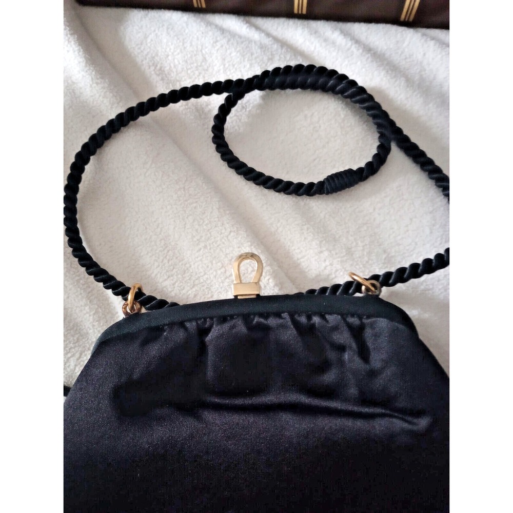 Walborg Womens Vintage 50s/60s Black Smooth Evening Bag - Picture 2 of 5